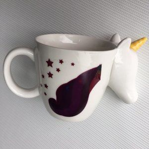 Unicorn Horse Head Coffee Mug Tea Cup White Purple Ceramic w Horn Fantasy Magic